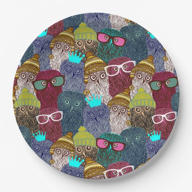 Owl in crown paper plate (Front)