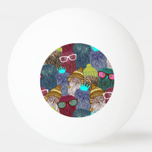 Owl in crown ping pong ball