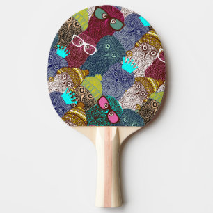 Owl in crown ping pong paddle
