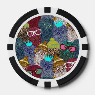 Owl in crown poker chips