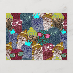 Owl in crown postcard