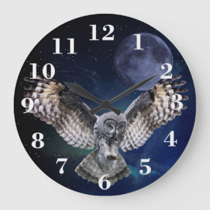 Owl in Flight Large Clock