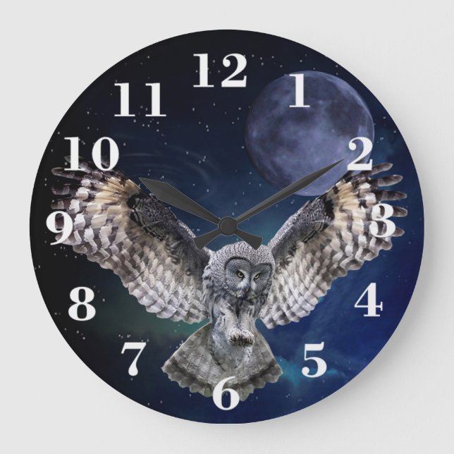 Owl in Flight Large Clock (Front)