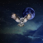Owl in Flight Oval Belt Buckle<br><div class="desc">Amazing wildlife. The great grey owl or great grey owl is a very large owl,  documented as the world's largest species of owl by length. Owl in flight,  dark sky with stars and blue moon.</div>