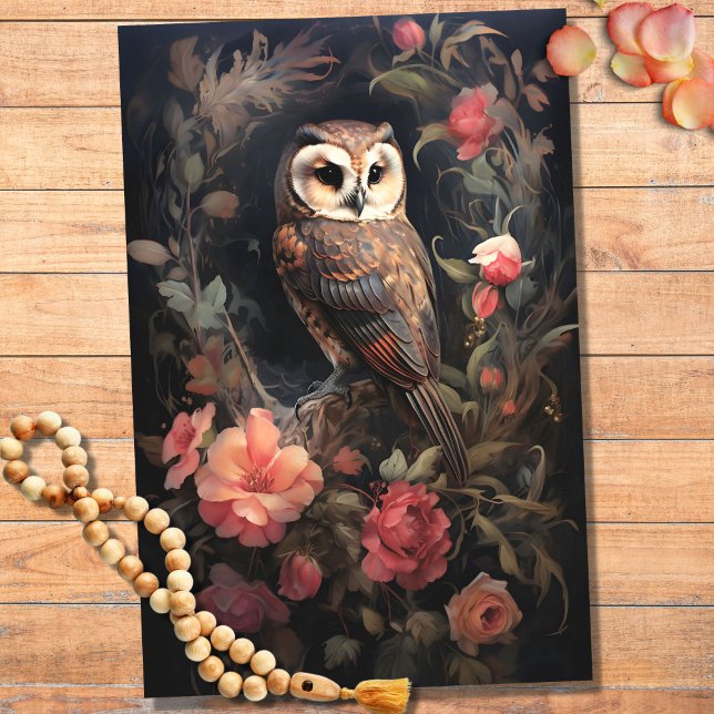 Owl in Flowers 4 Decoupage Paper (Creator Uploaded)