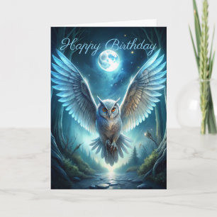 Owl in Forest Birthday Card
