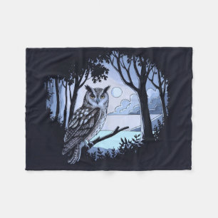 Owl in Forest Clearing Fleece Blanket