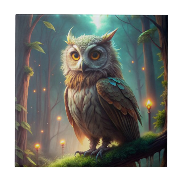 Owl in Forest Tile (Front)