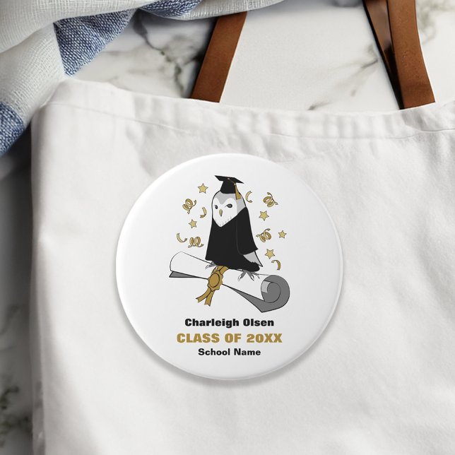 Owl in Gown Preschool / Kindergarten Graduation 7.5 Cm Round Badge (Creator Uploaded)