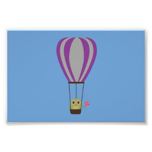 Owl in hot-air balloon with a lollipop photo print