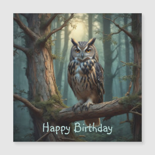 Owl in Magical Forest Magnetic Birthday Card