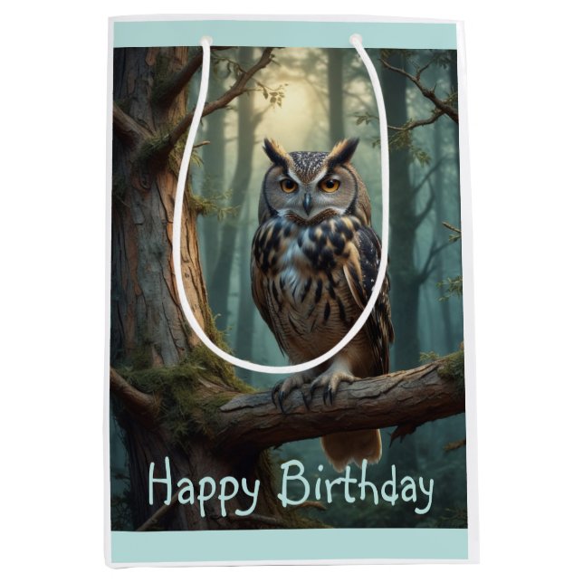 Owl in Magical Forest Medium Gift Bag (Front)