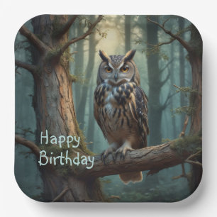 Owl in Magical Forest Paper Plate