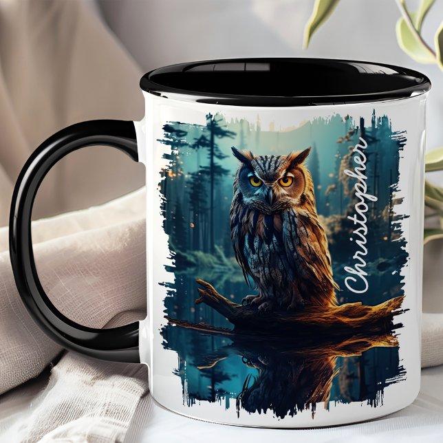 Owl in Moonlit Forest Reflection Mug (Creator Uploaded)