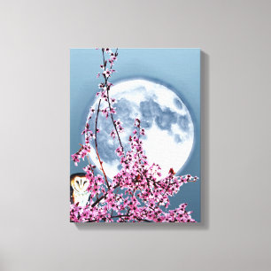 Owl in Plum Tree Canvas Print
