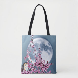 Owl in Plum Tree Tote Bag