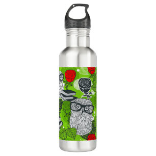 Owl in red roses 710 ml water bottle
