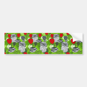 Owl in red roses bumper sticker