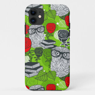 Owl in red roses iPhone 11 case