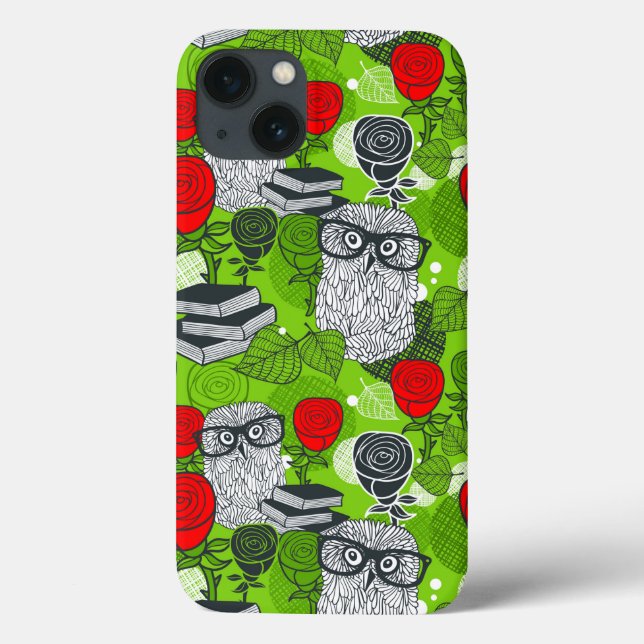 Owl in red roses Case-Mate iPhone case (Back)