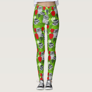 Owl in red roses leggings