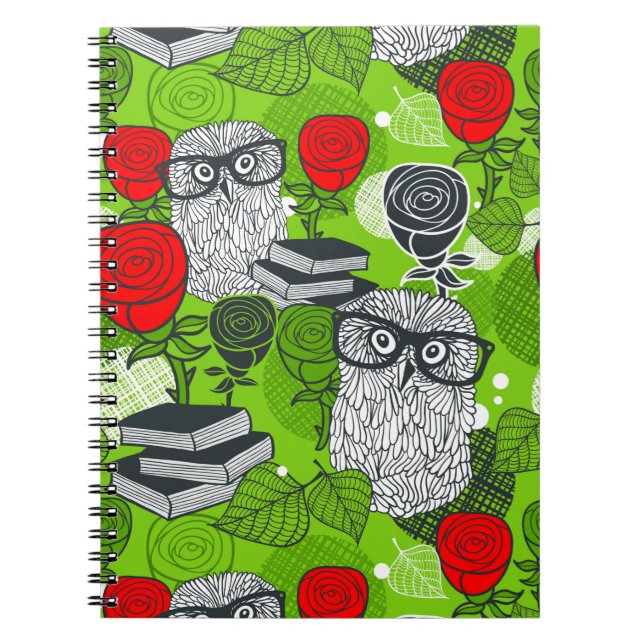 Owl in red roses notebook (Front)