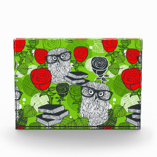 Owl in red roses photo block
