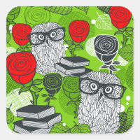 Owl in red roses