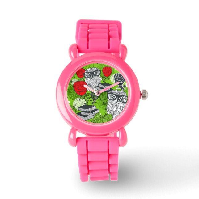 Owl in red roses watch (Front)