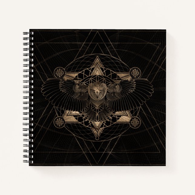 Owl in Sacred Geometry Composition Notebook (Front)