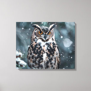 Owl in Snow Canvas Print