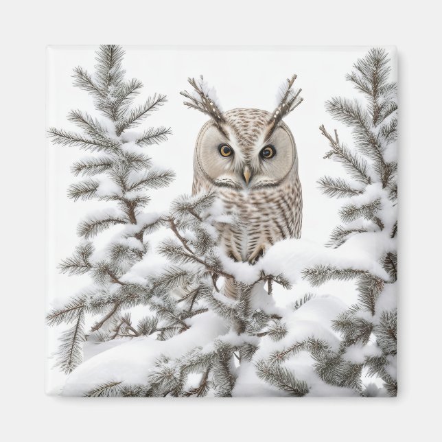 Owl in Snow Magnet (Front)