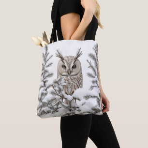 Owl in Snow Tote Bag