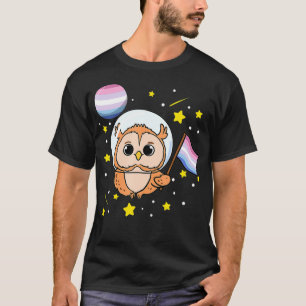 Owl In Space Bigender Pride T-Shirt