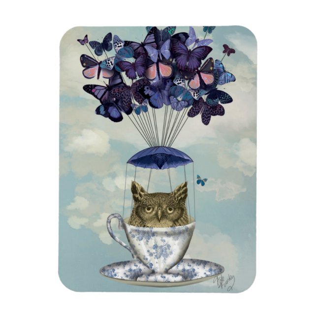 Owl In Teacup 2 Magnet (Vertical)
