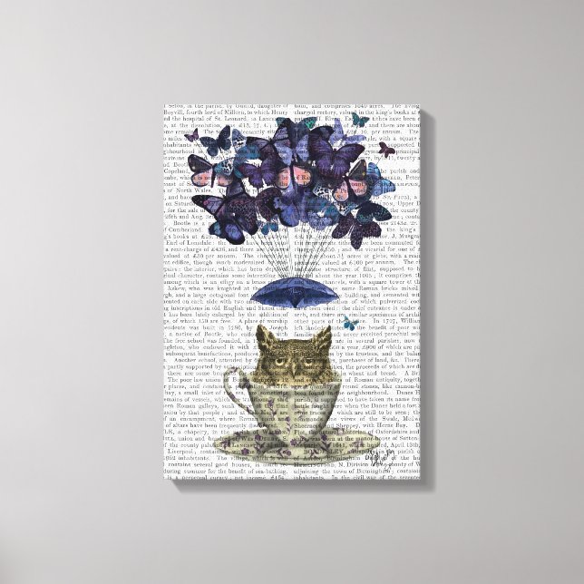 Owl In Teacup Canvas Print (Front)