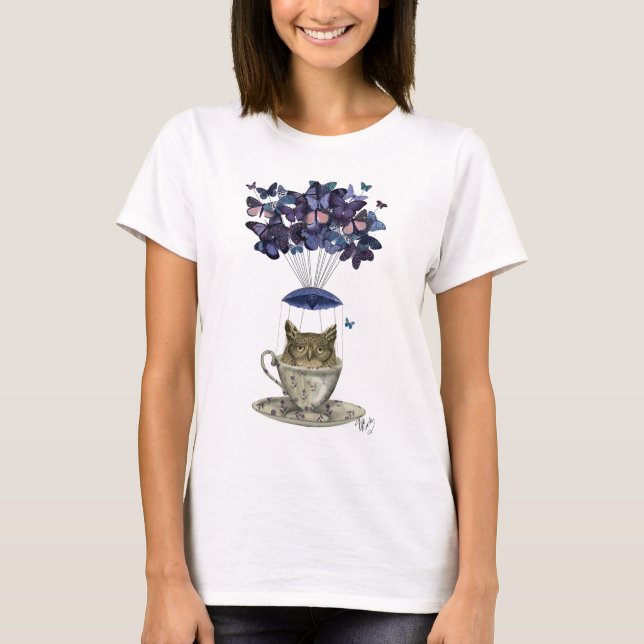 Owl In Teacup T-Shirt (Front)