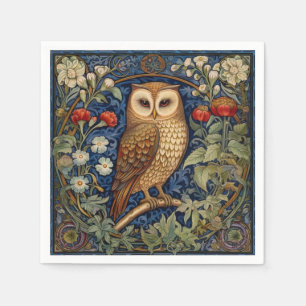Owl in the garden William Morris style Napkin