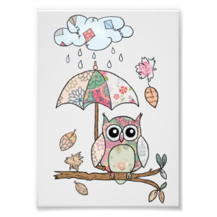 owl in the rain photo print