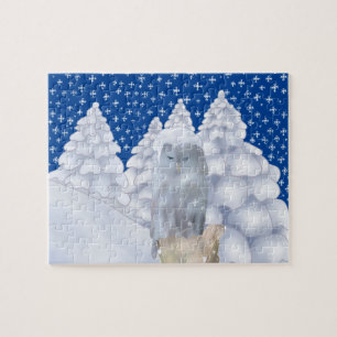 owl in the snow jigsaw puzzle