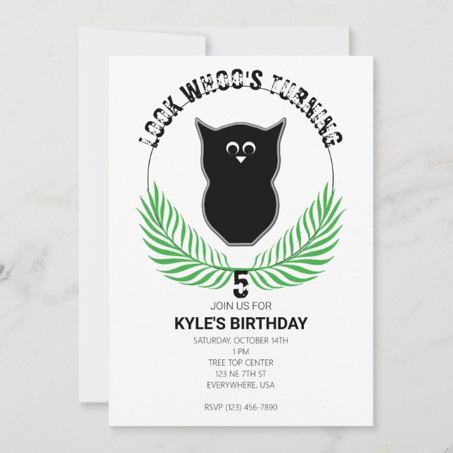 Owl In The Woodland Birthday Party Invitation (Front)