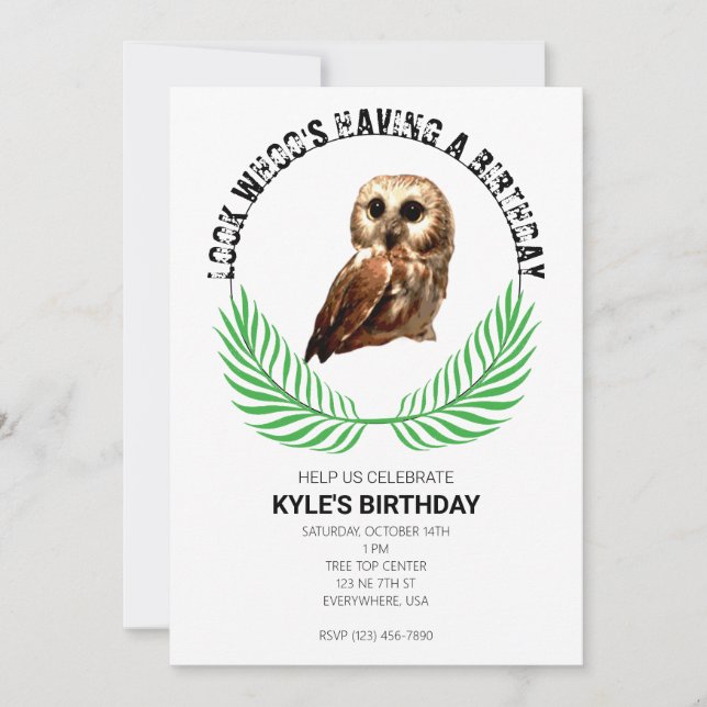 Owl In The Woodland Birthday Party Invitation (Front)
