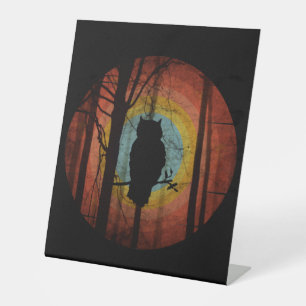 OWL  IN THE WOODS FOREST PEDESTAL SIGN