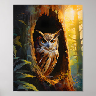 Owl in Tree 3 Poster