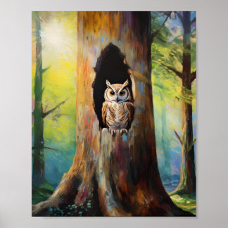 Owl in Tree 4 Poster