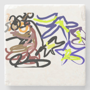 Owl ink night  stone coaster