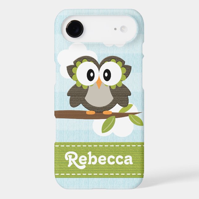 Owl iPhone 4/4s Case Mate Cover Blue Stripe (Back)