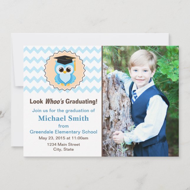 Owl Kid Graduation Announcement Photo Invitation (Front)