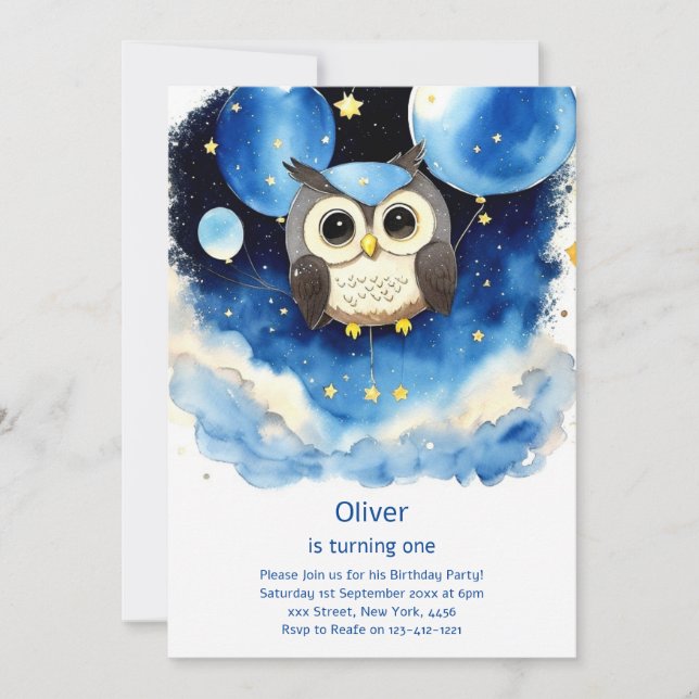 Owl Kids Birthday Invitation (Front)