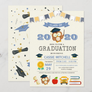 Owl Kids Graduation Announcement Invitation